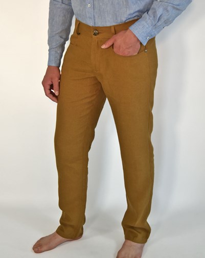 Pantalon Zanzibar Droit Homme en 100% Lin Coloris Tabacco