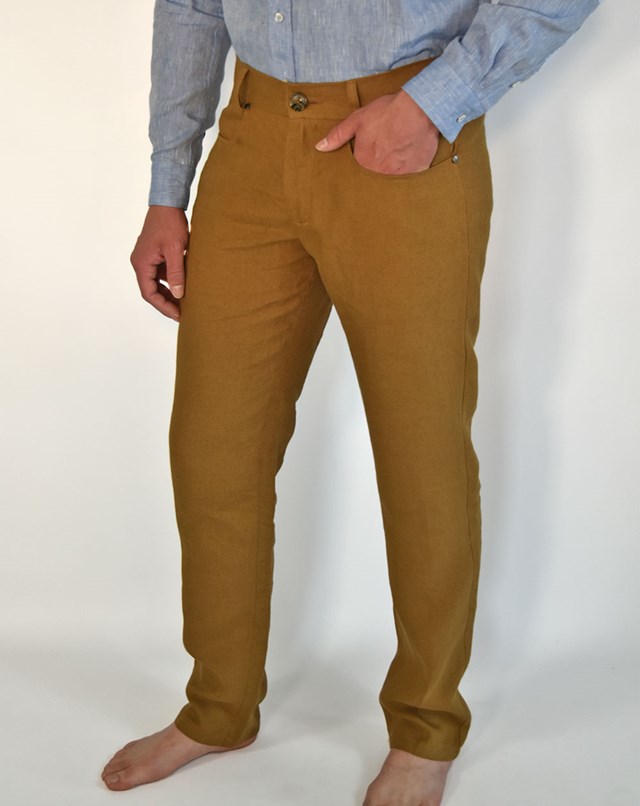 Pantalon Zanzibar Homme en Lin Tabacco Aatise écoresponsable devant