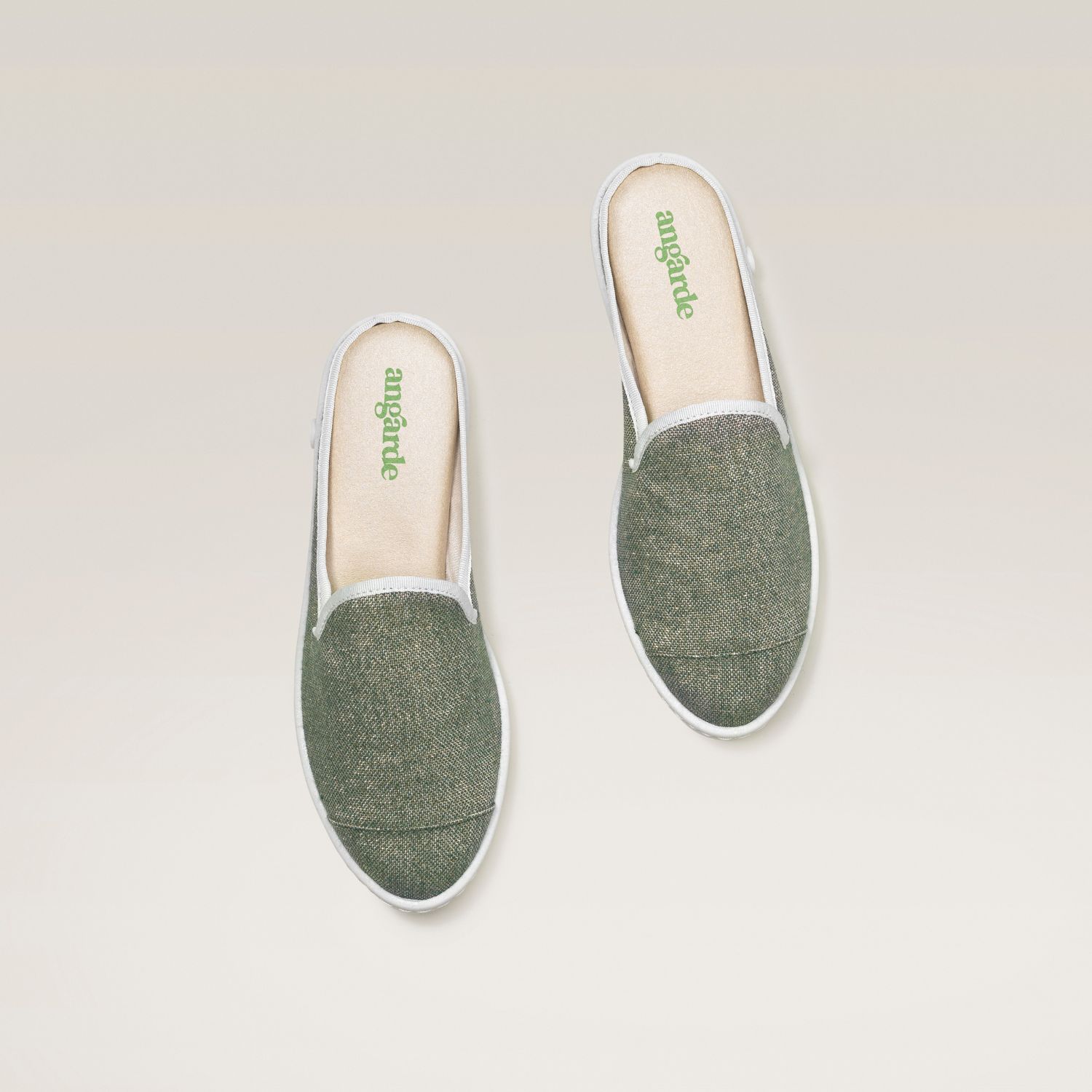 La mule en lin recyclé, vert paillettes 3