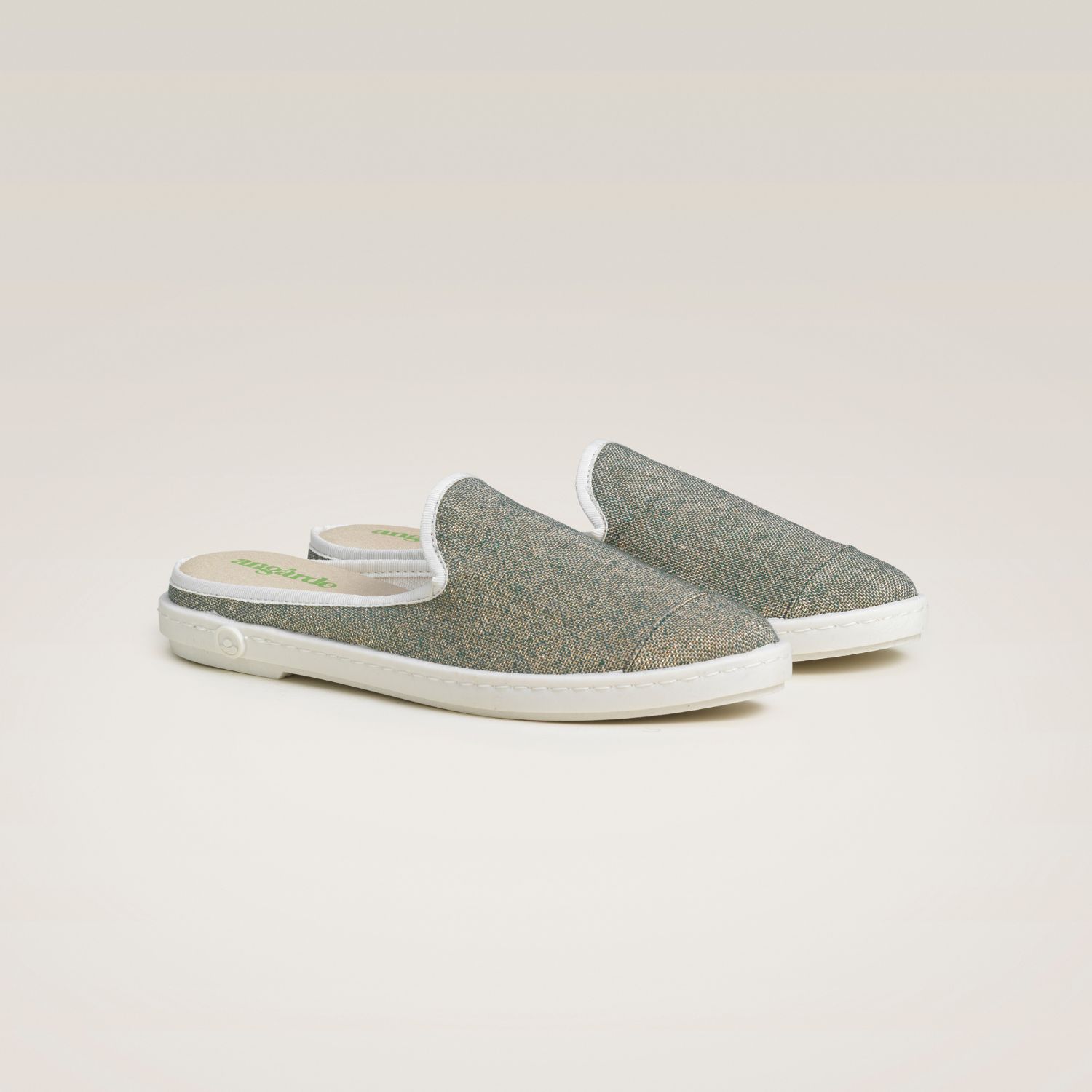 La mule en lin recyclé, vert paillettes 2