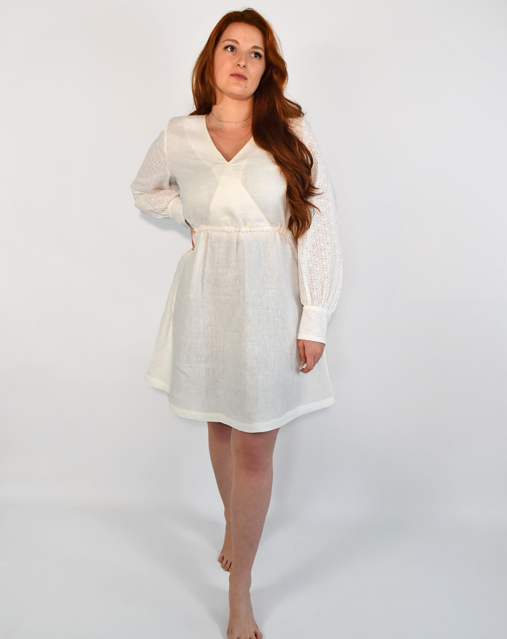 Robe Zomi Lin Blanc Made in France devant Aatise