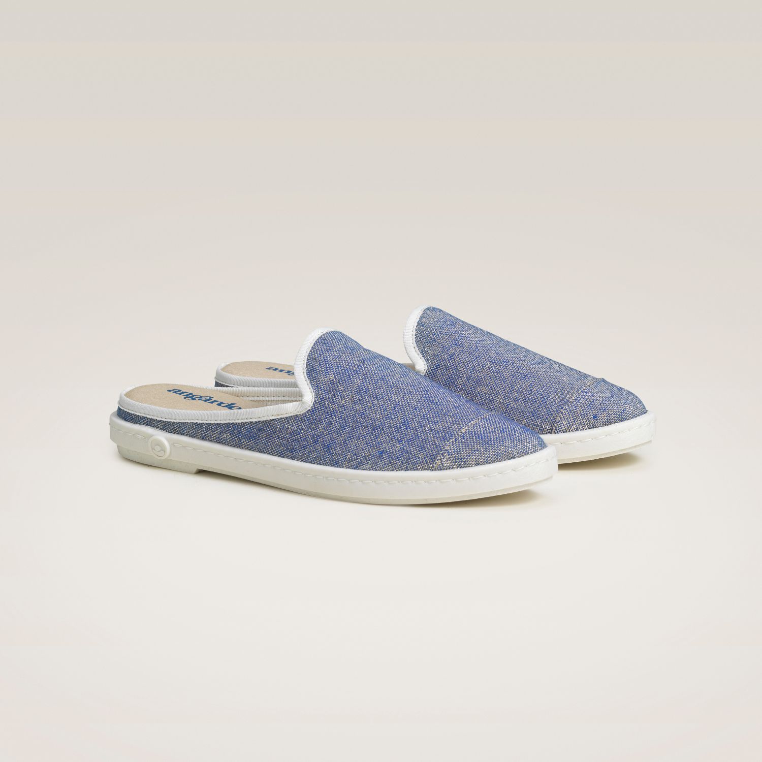 La mule en lin recyclé, bleu paillettes 2