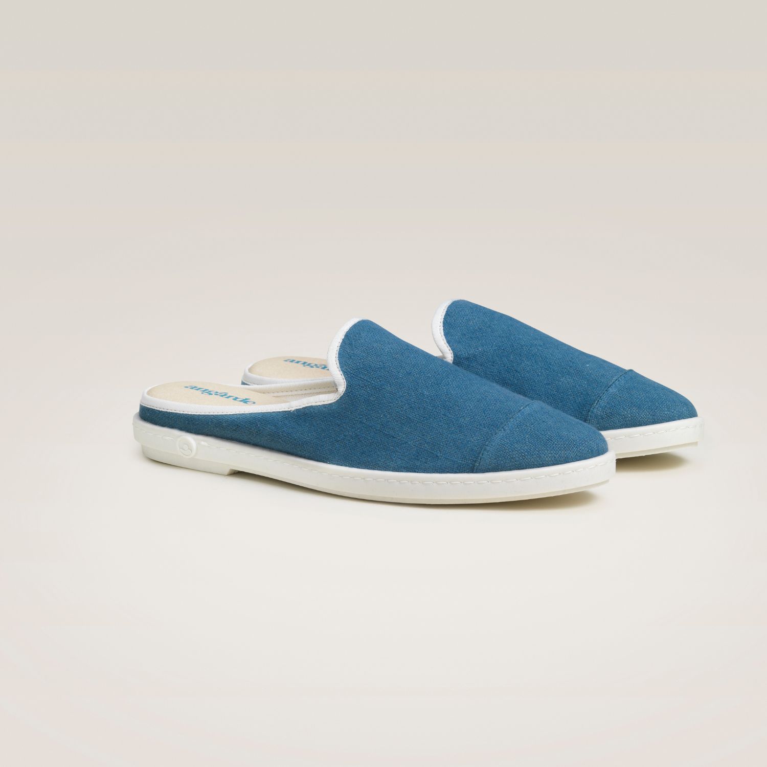La mule en lin recyclé, bleu 2
