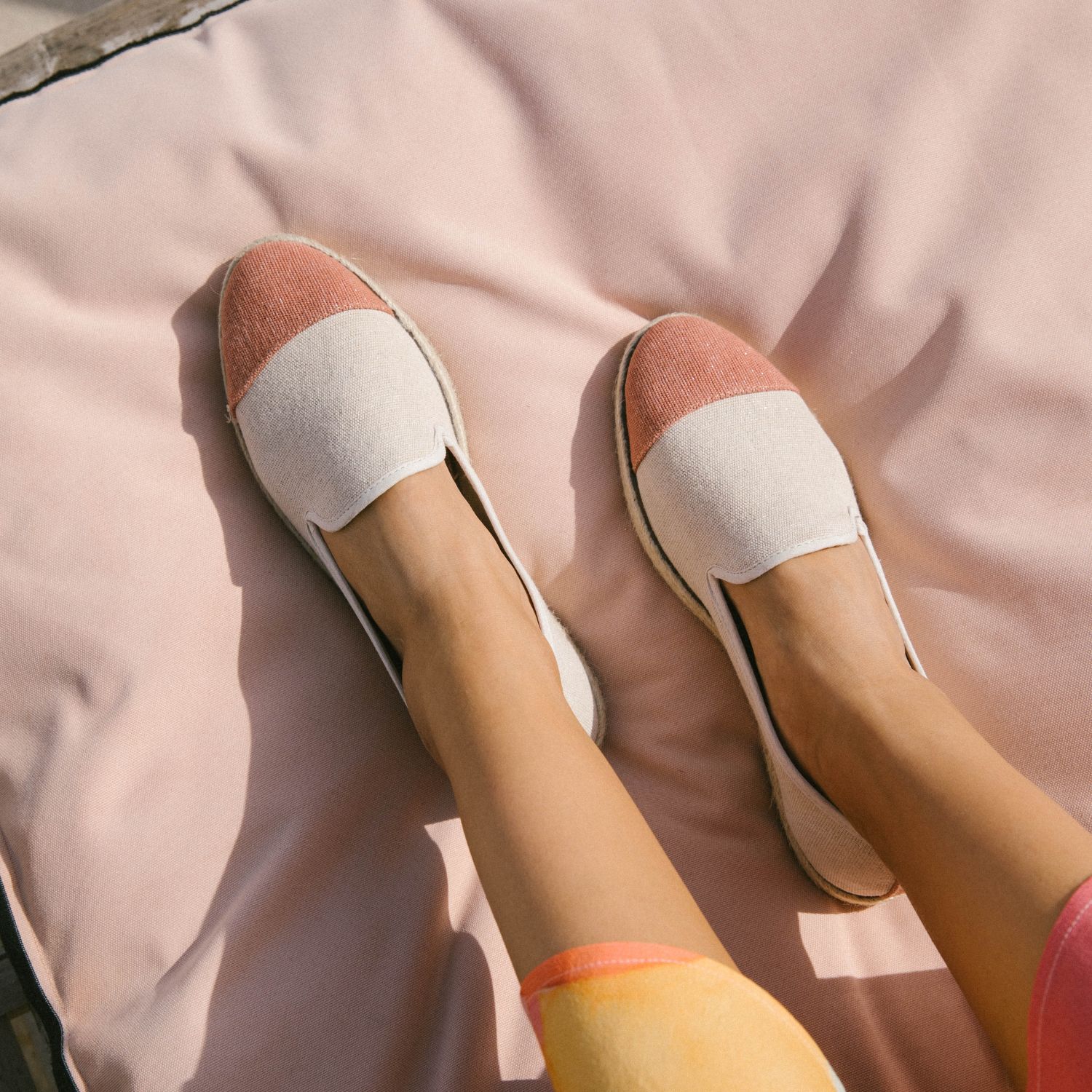 Espadrille en coton recyclé, beige rose paillettes 4