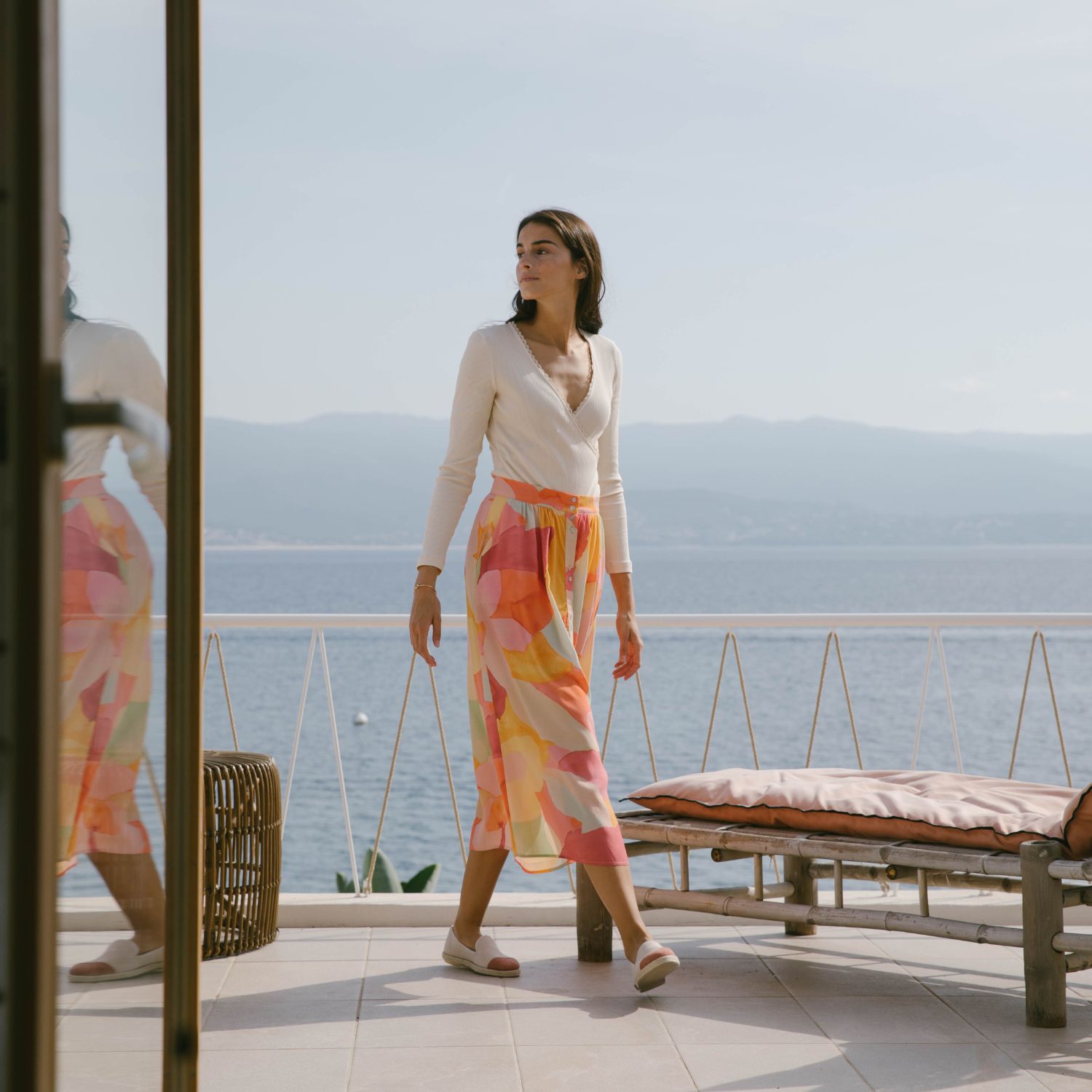 Espadrille en coton recyclé, beige rose paillettes 5