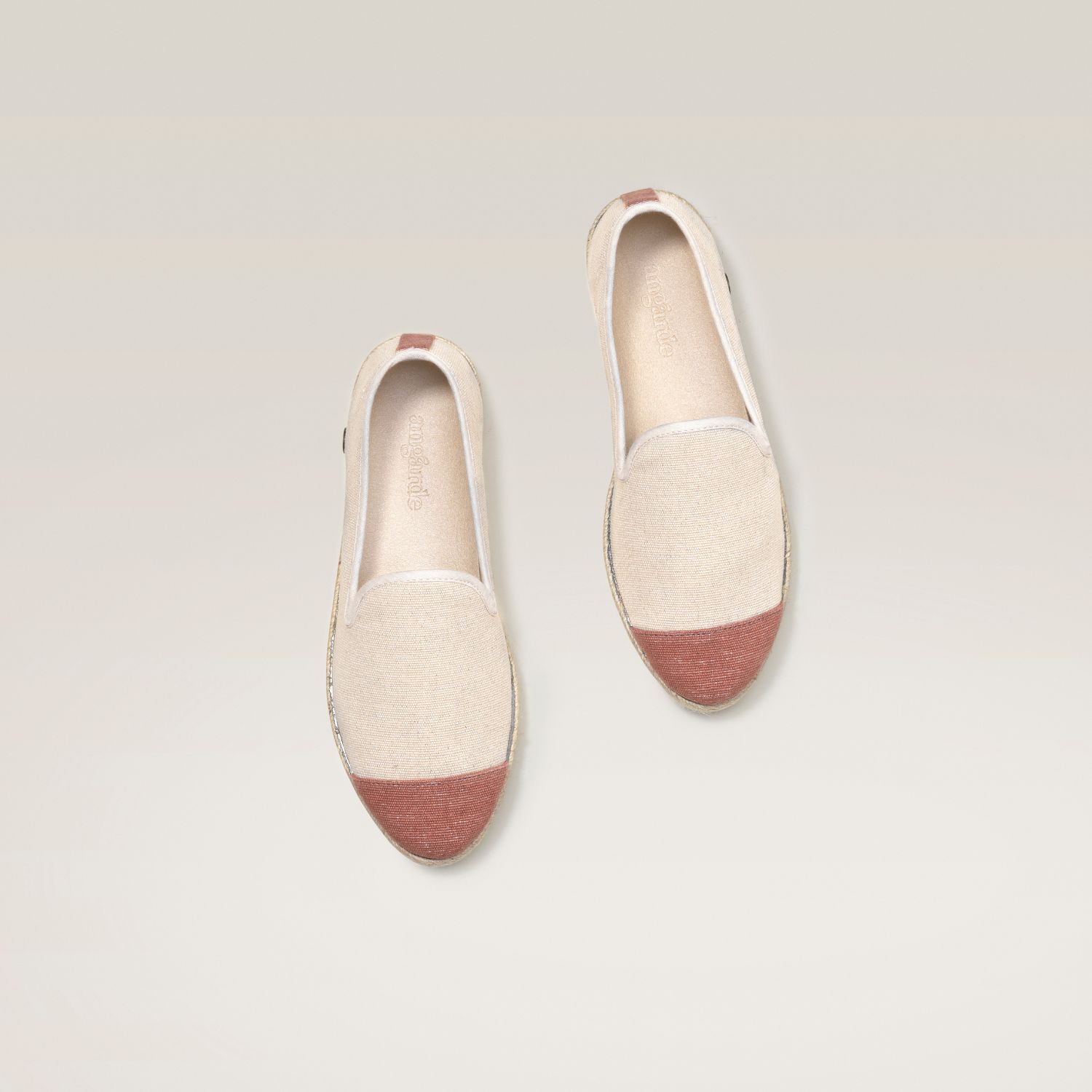 Espadrille en coton recyclé, beige rose paillettes 3