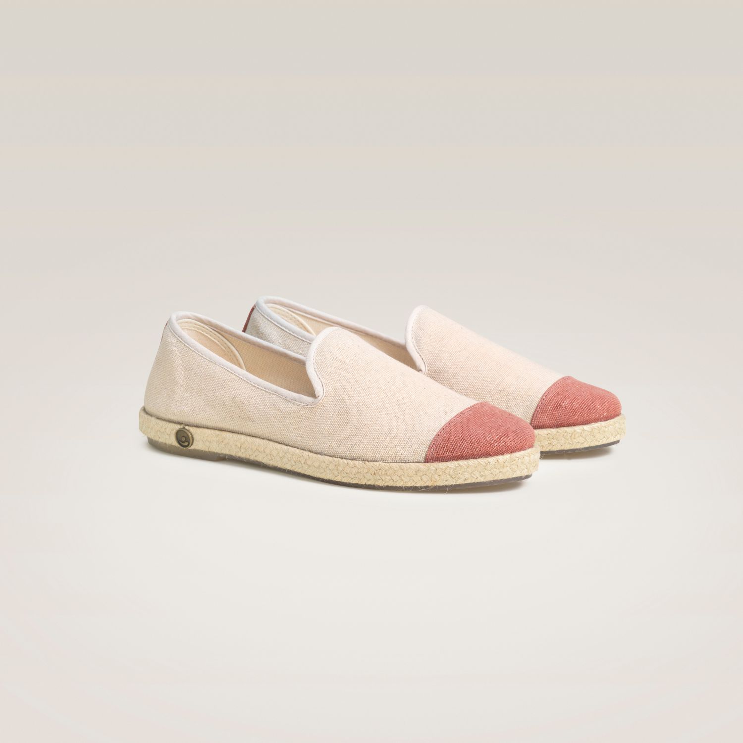 Espadrille en coton recyclé, beige rose paillettes 2