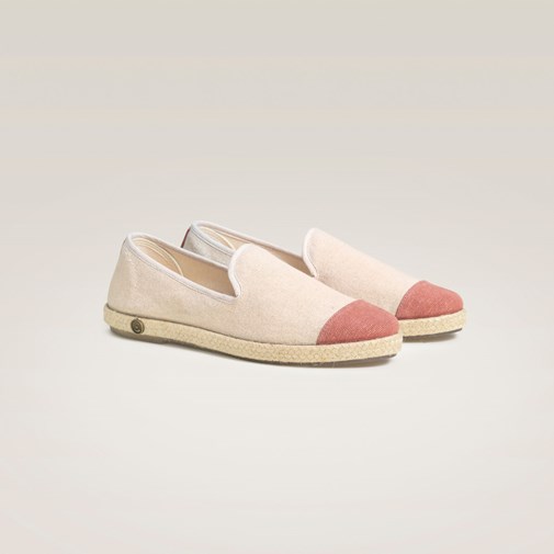 Espadrille en coton recyclé, beige rose paillettes