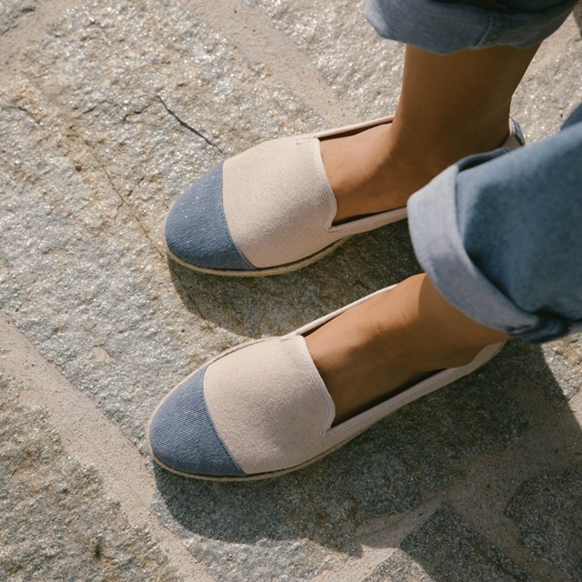 Espadrille en coton recyclé, beige bleu paillettes 6