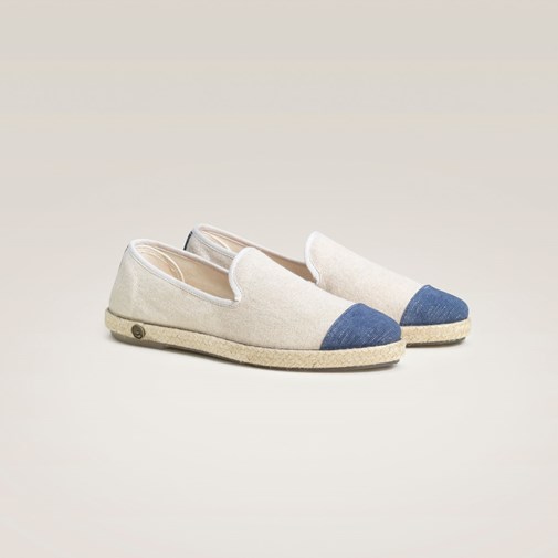 Espadrille en coton recyclé, beige bleu paillettes