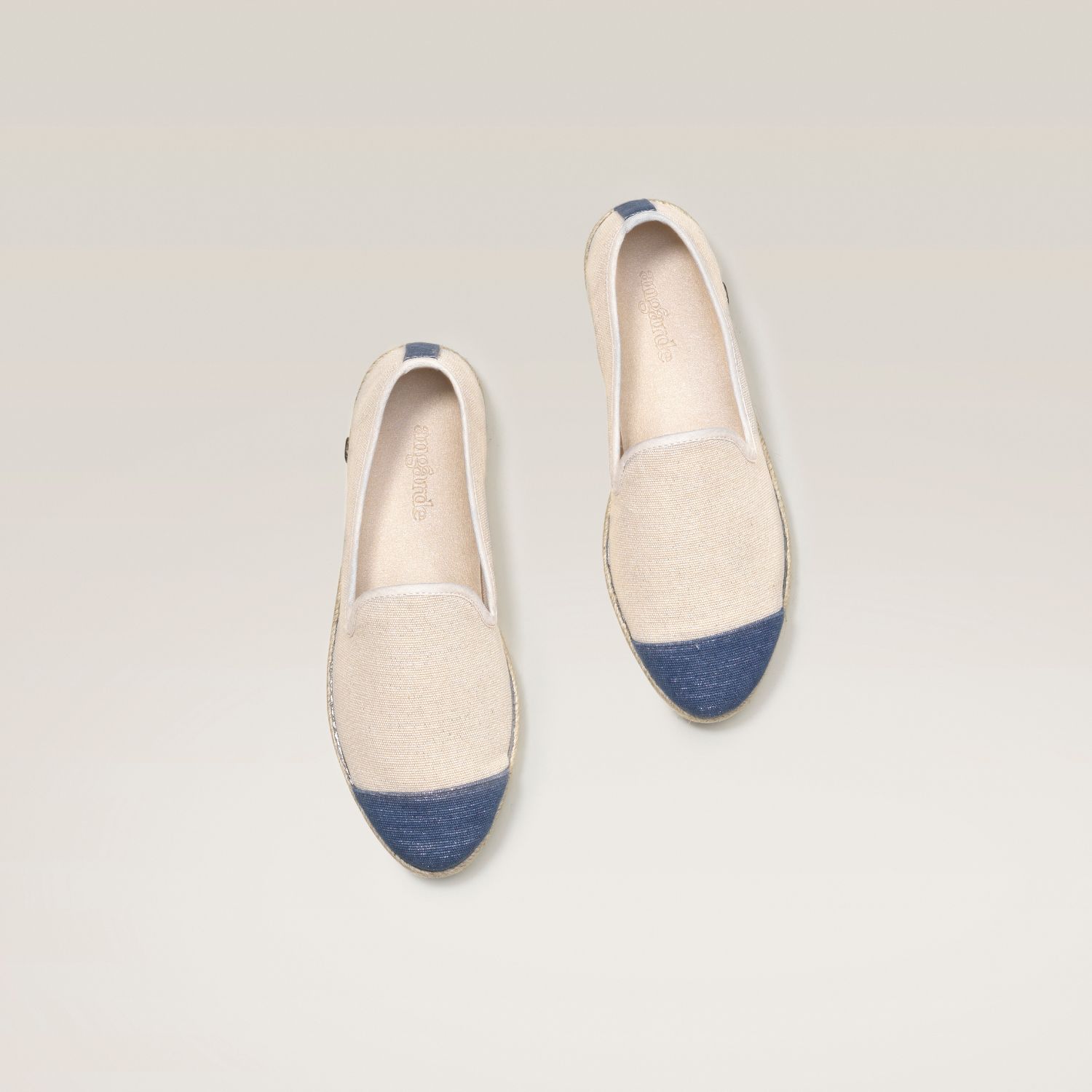 Espadrille en coton recyclé, beige bleu paillettes 3