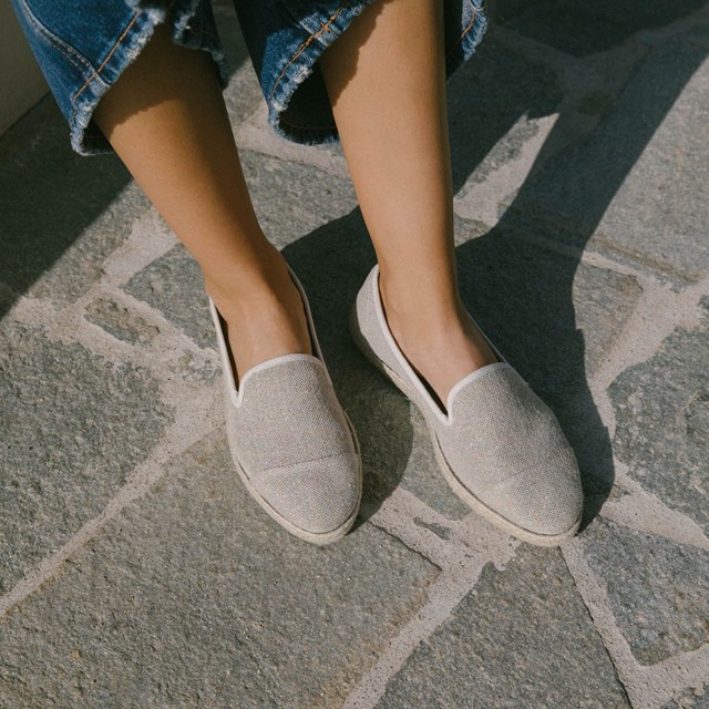 Espadrille en lin recyclé, beige paillettes 6