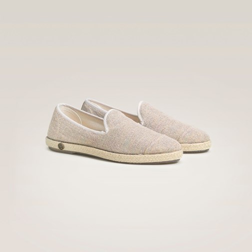 Espadrille en lin recyclé, beige paillettes