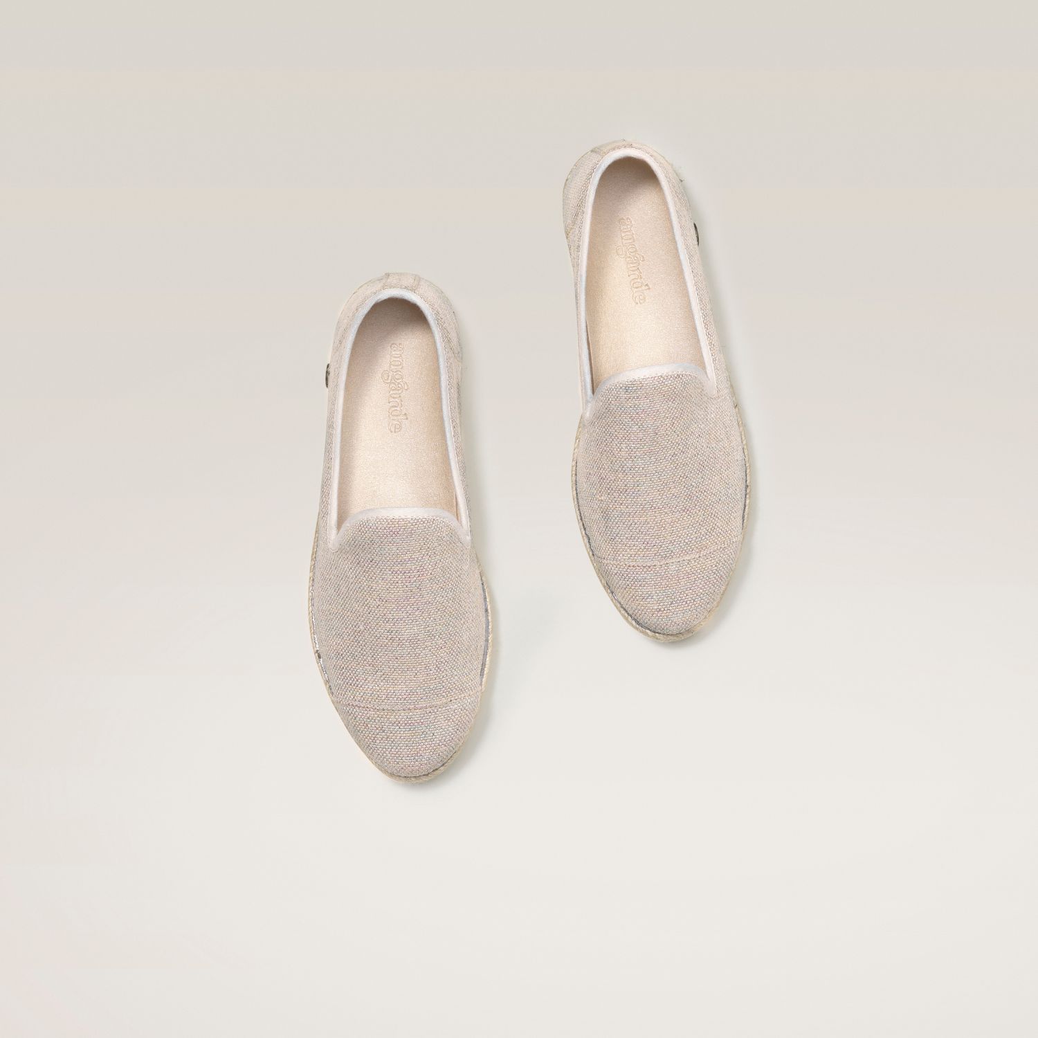 Espadrille en lin recyclé, beige paillettes 3
