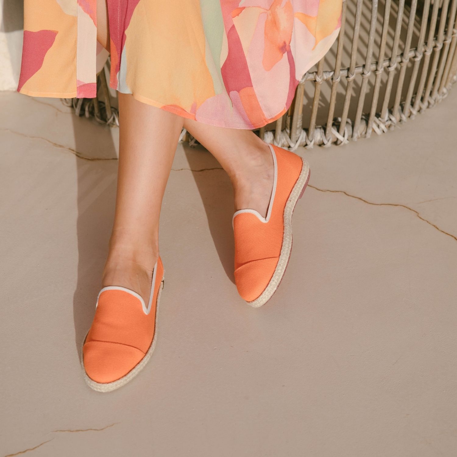 Espadrille en coton recyclé, orange 3