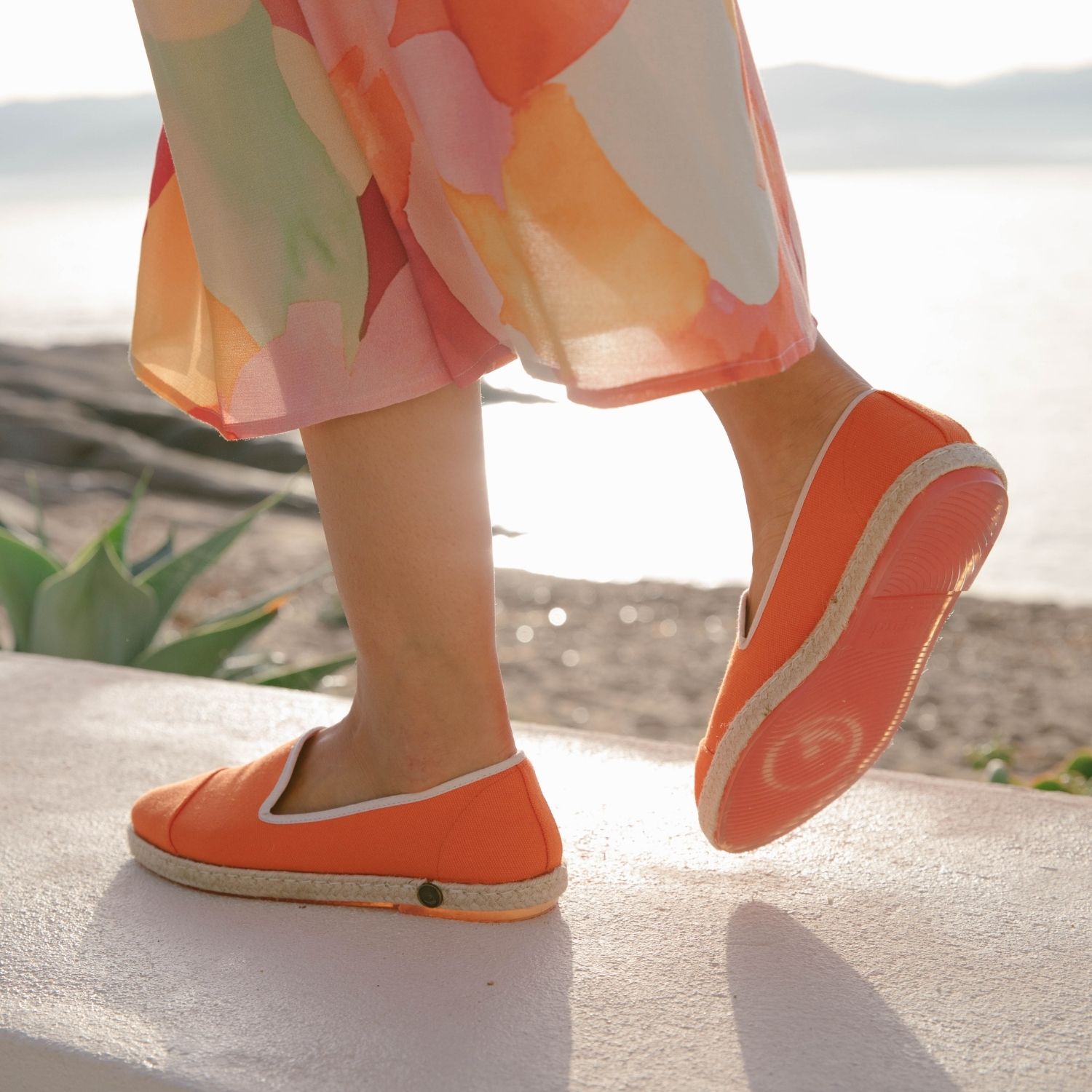 Espadrille en coton recyclé, orange 4