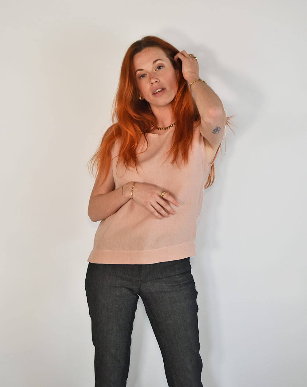 Top en 100% lin rose Aatise mode éthique