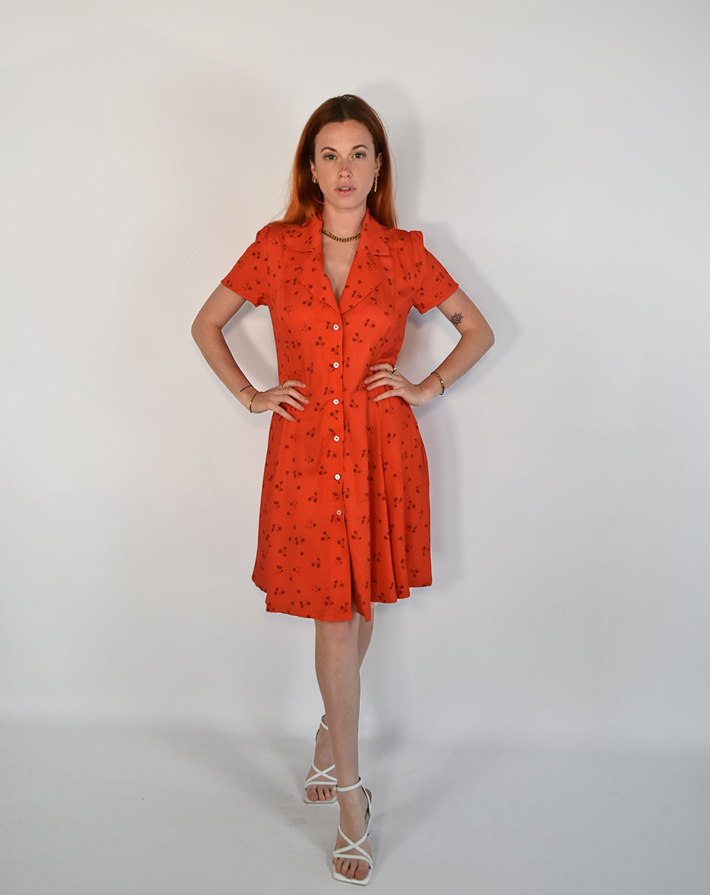 Robe ZIRNO 100% VISCOSE IMPRIMER ROUGE DE DOS AATISE