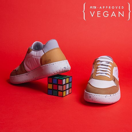 Baskets EVAN blanc et curry 100% végane et recyclée - Face Dos