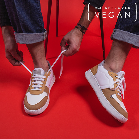 Baskets EVAN blanc et curry 100% végane et recyclée - Porter H