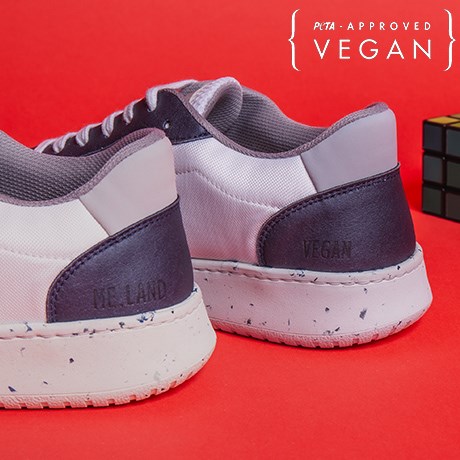 Baskets EVAN blanc et bleu marine 100% végane et recyclée - Détail marquage