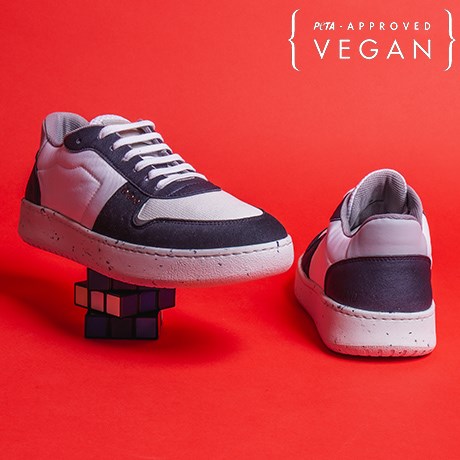 Baskets EVAN blanc et bleu marine 100% végane et recyclée - Face Dos