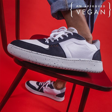 Baskets EVAN blanc et bleu marine 100% végane et recyclée - Porter F