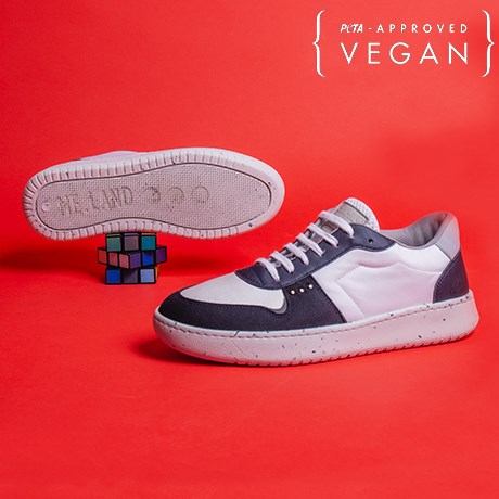 Baskets EVAN blanc et bleu marine 100% végane et recyclée - Semelle