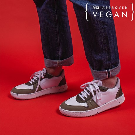 Baskets EVAN blanc et kaki 100% végane et recyclée - Porter H