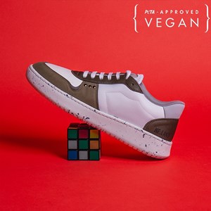 Baskets EVAN blanc et kaki 100% végane et recyclée
