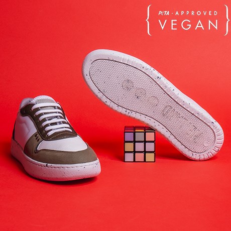 Baskets EVAN blanc et kaki 100% végane et recyclée - Semelle