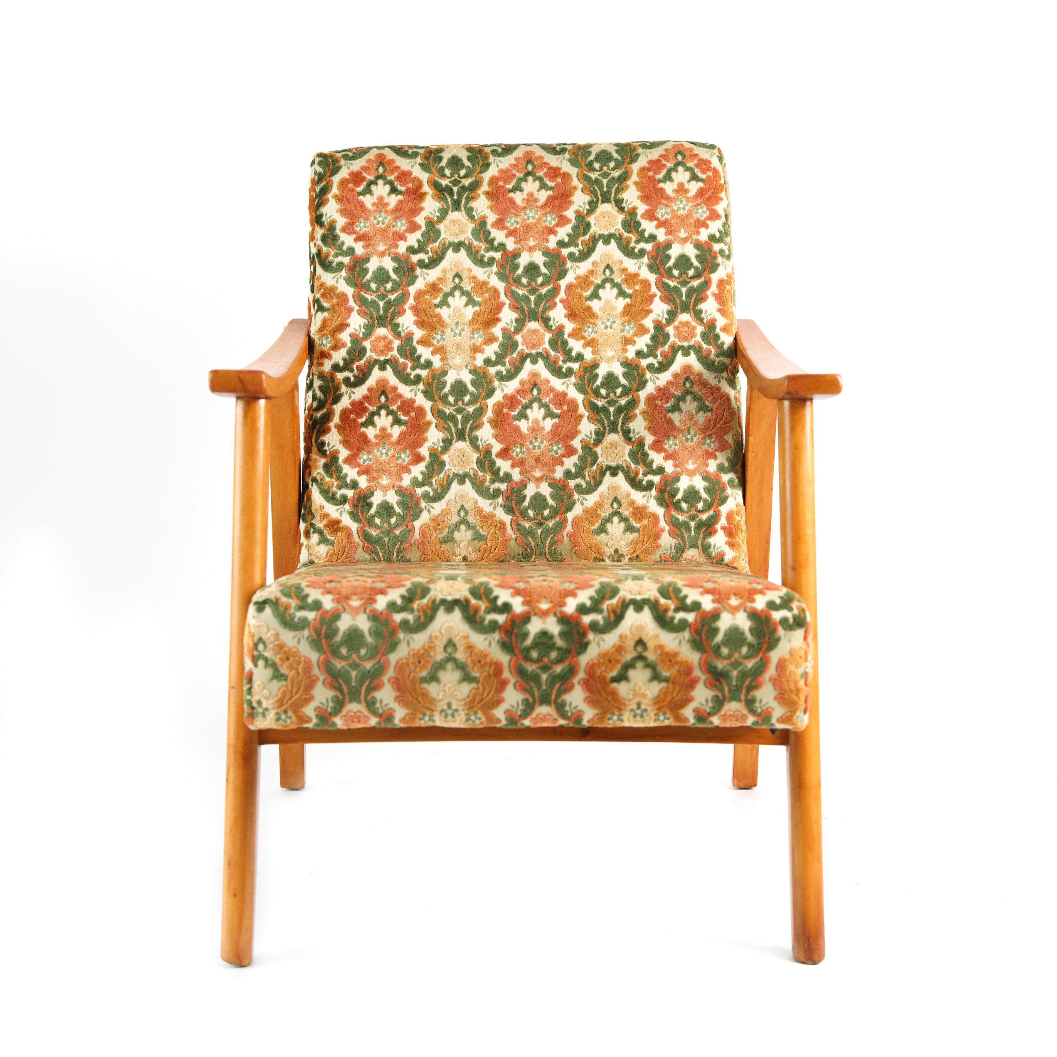 Fauteuil vintage restauré et retapissé - Golden Lotus 4