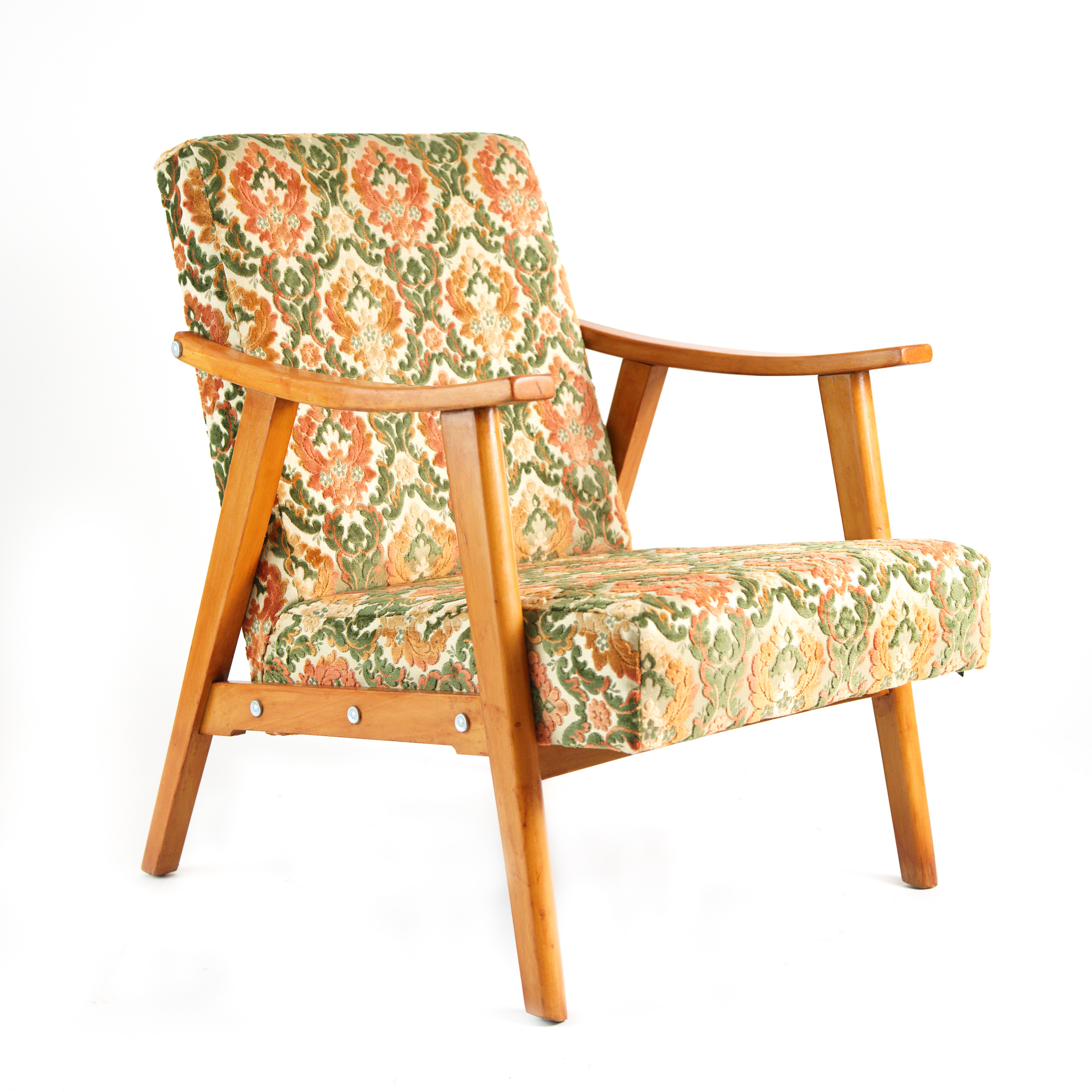 Fauteuil vintage restauré et retapissé - Golden Lotus 2