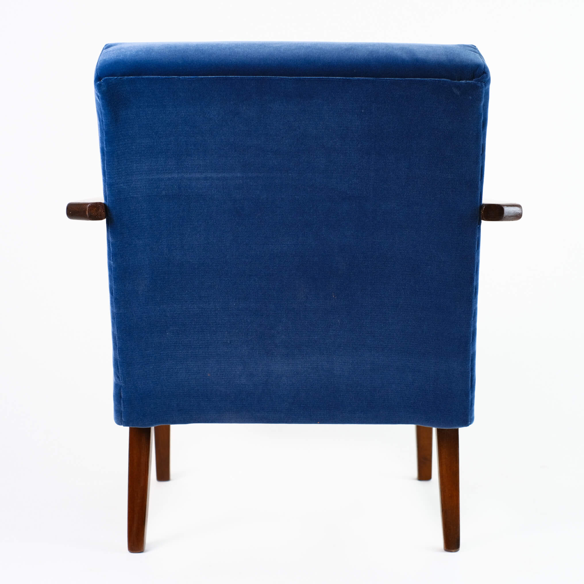 Fauteuil vintage restauré et retapissé - Bleu nuit 5