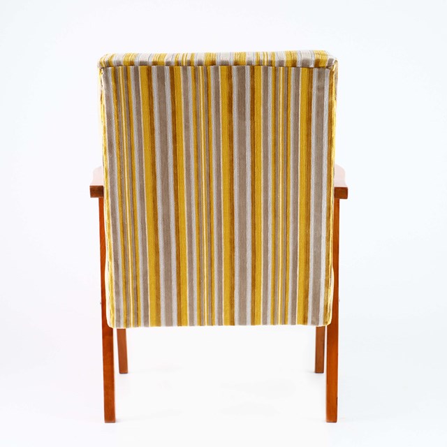 Fauteuil vintage restauré et retapissé - Rayures 5