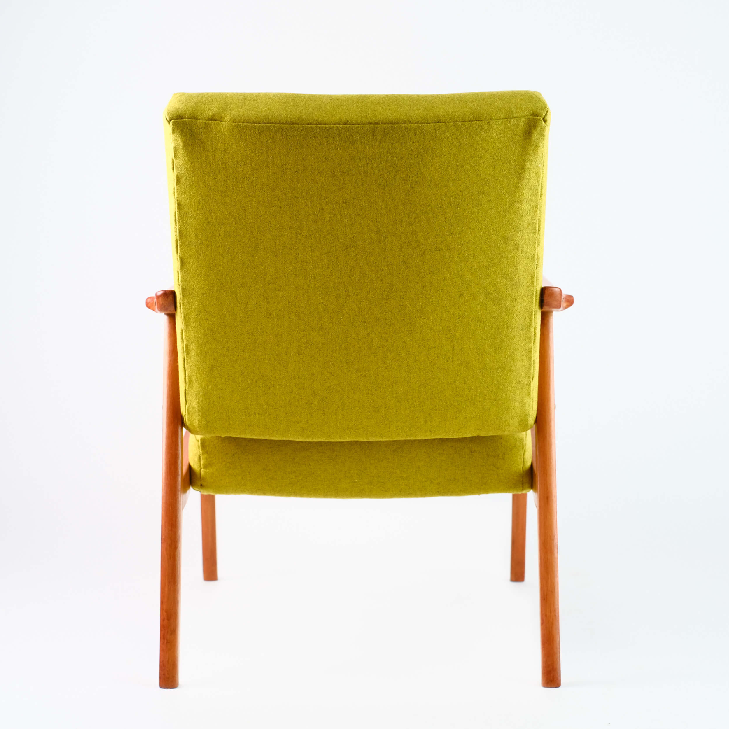 Fauteuil vintage restauré et retapissé - Jaune Vert 5