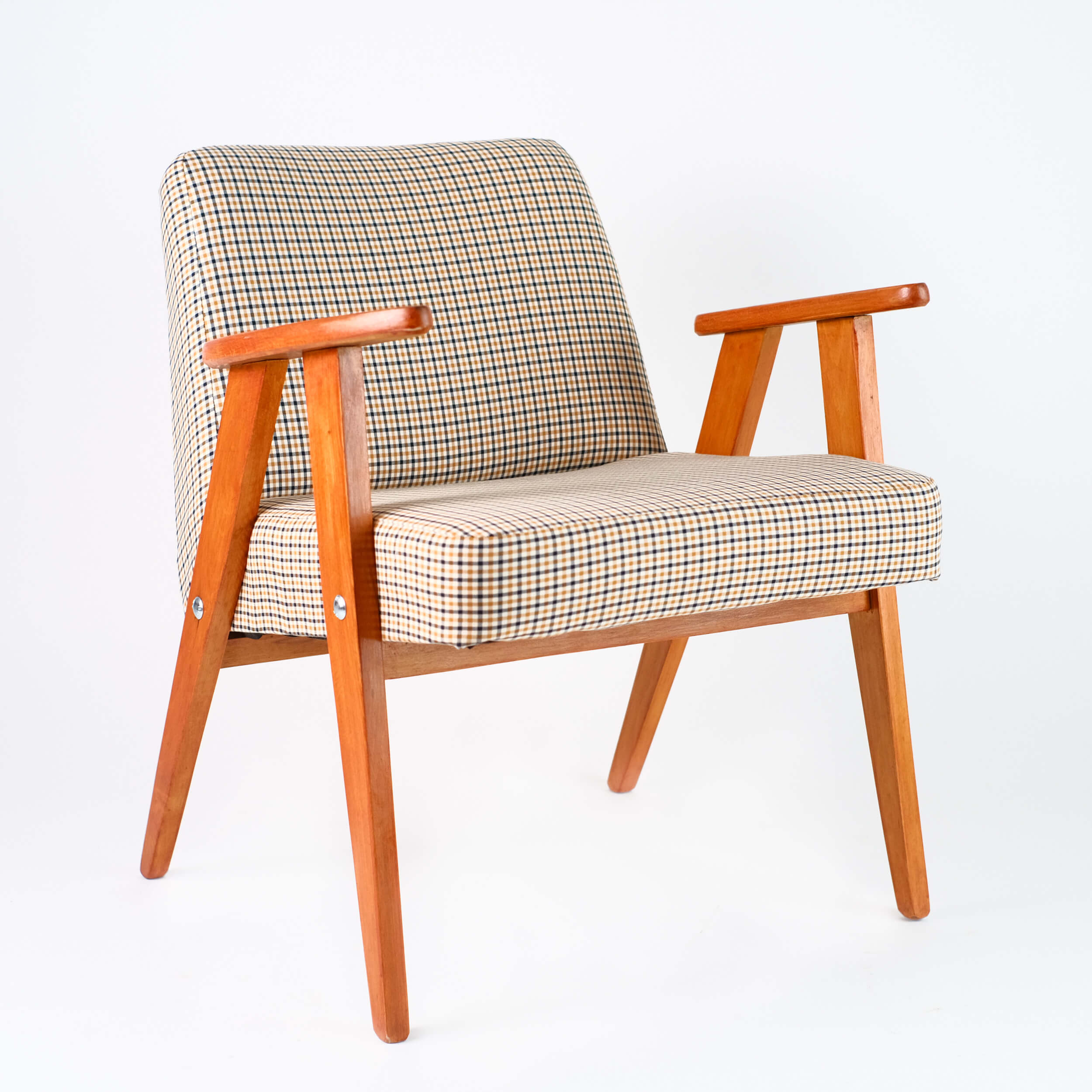 Fauteuil vintage restauré et retapissé - 366 Trench 2