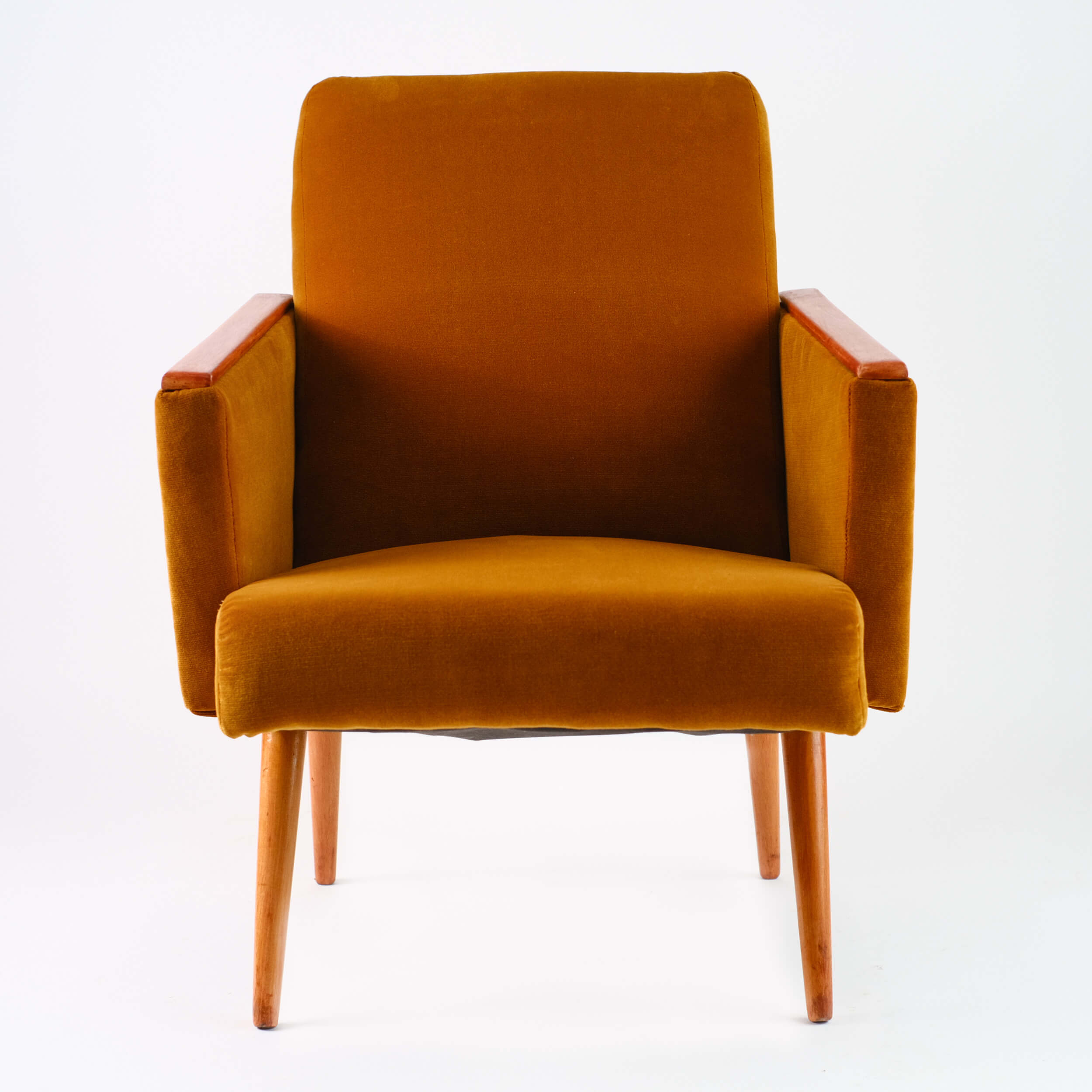 Fauteuil vintage restauré et retapissé - Brown Velvet 4