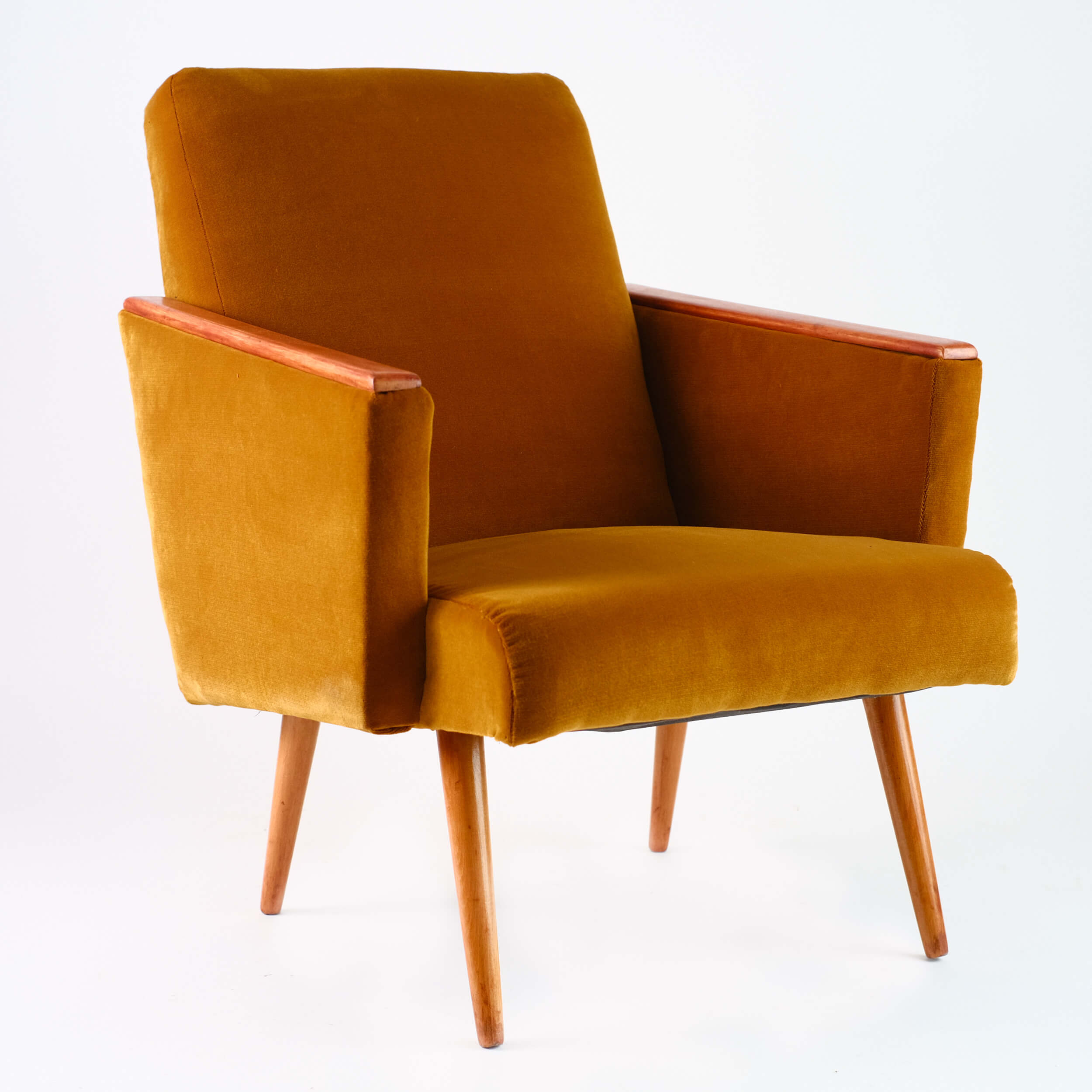 Fauteuil vintage restauré et retapissé - Brown Velvet 2