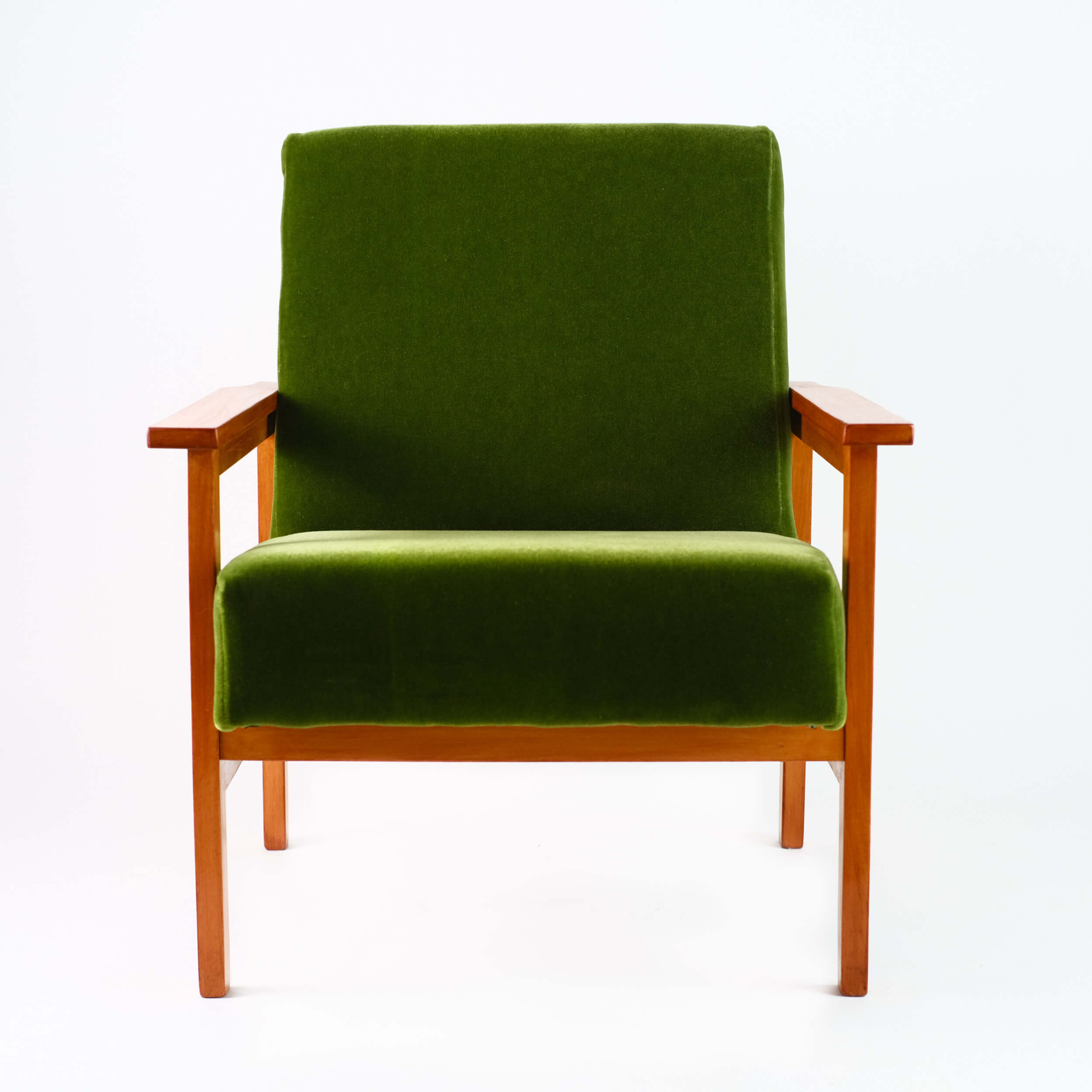 Fauteuil vintage restauré et retapissé - Vert 4