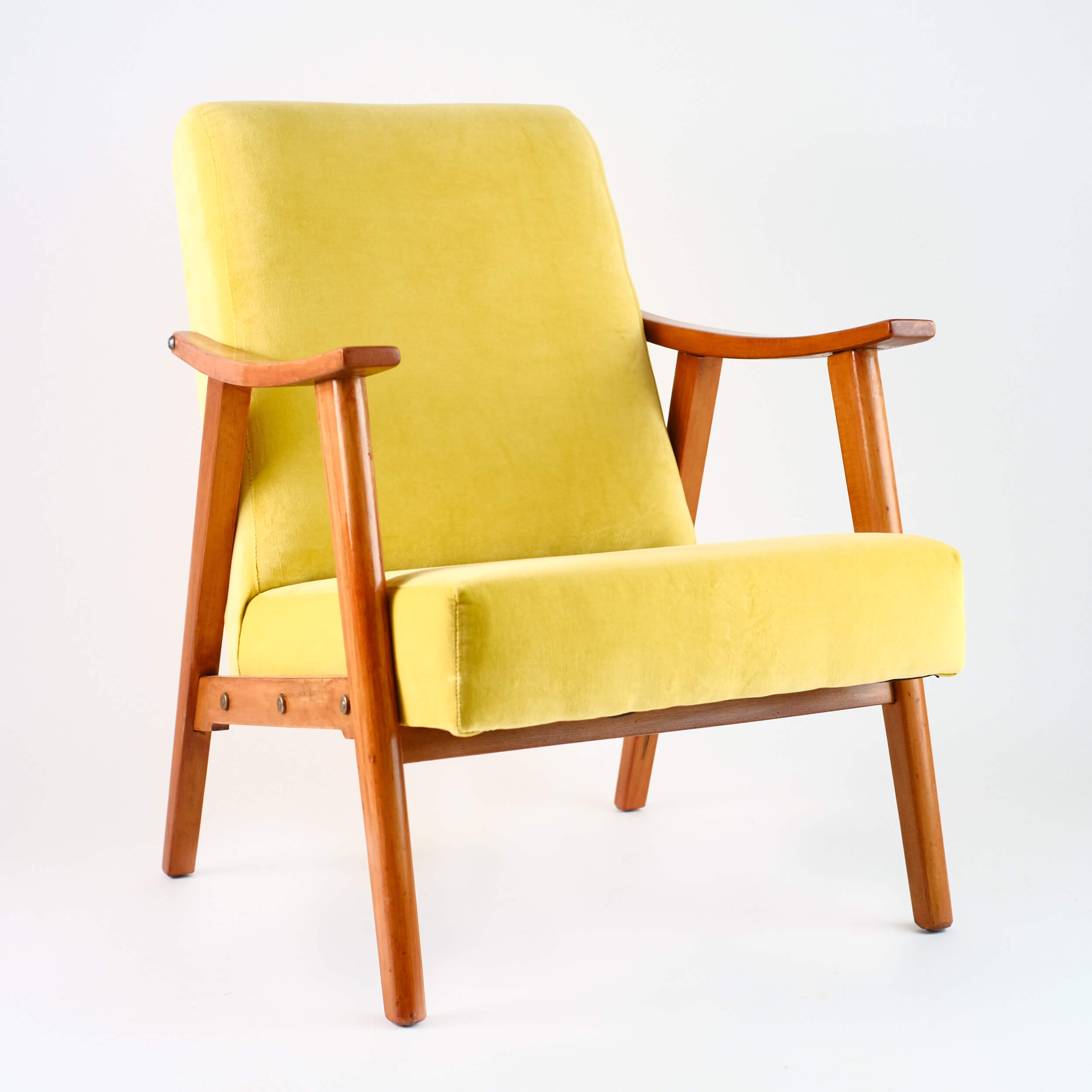 Fauteuil vintage restauré et retapissé - Yellow submarine 2