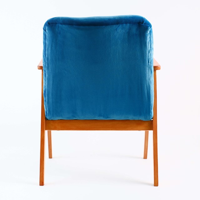 Fauteuil vintage restauré et retapissé - Bleu - 2 5