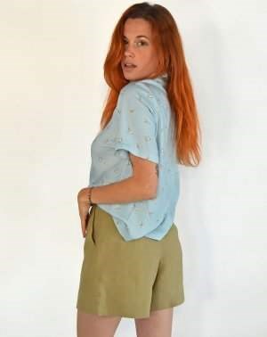 Short femme Zhorty 100% LIN beige made in france de dos Aatise tendance