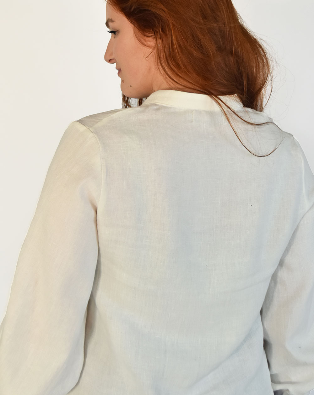 BLOUSE ZELBI 100% LIN BLANC - Chic et original Made in France de dos