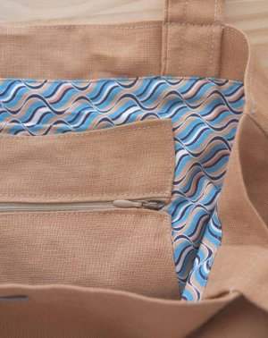 SAC CABAS EN LIN UPCYCLÉ - Made in France - 38x44 - Détails