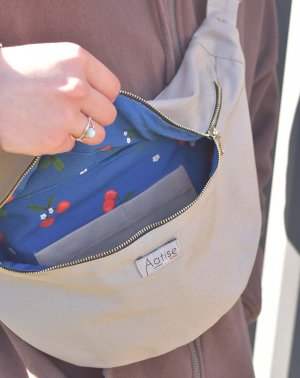 SAC BANANE EN COTON BEIGE UPCYCLÉ - Homme & femme - Made in France - Détails de l'intérieur