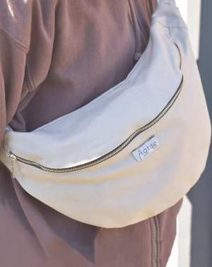 SAC BANANE EN COTON BEIGE UPCYCLÉ - Homme & femme - Made in France