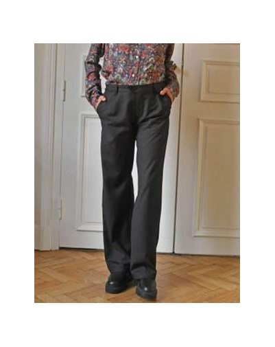 PANTALON ZORN - Laine upcyclée noir taille mi-haute