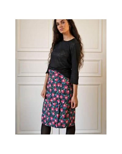 JUPE ZANA PORTEFEUILLE DROITE IMPRIMÉ- 100% Ecovero Made in France