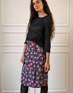 JUPE ZANA PORTEFEUILLE DROITE IMPRIMÉ- 100% Ecovero Made in France